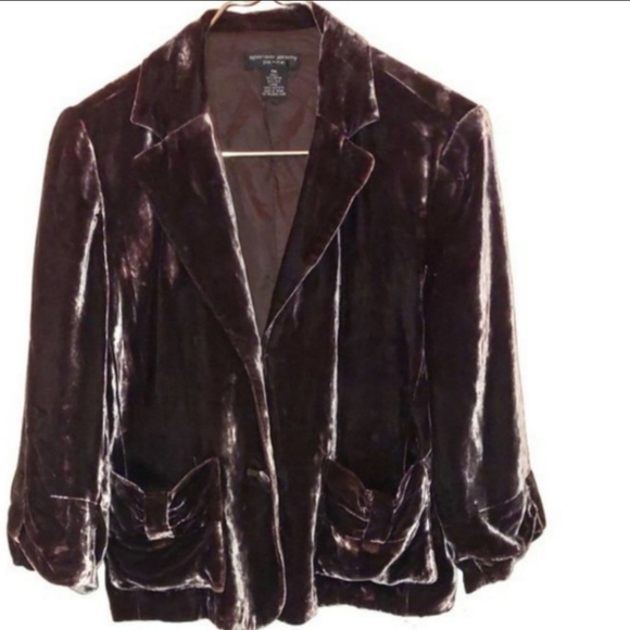 SPENSER JEREMY Silk Blend Velvet Blazer Jacket M Petite - Picture 2 of 5